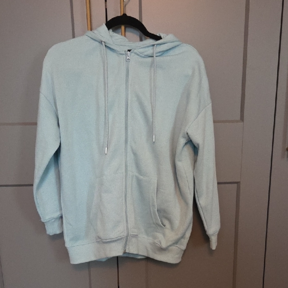 Boohoo Sky Blue Casual Hoodie